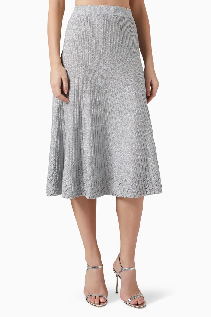 

Ribbed Midi Skirt in Viscose-blend, Grey