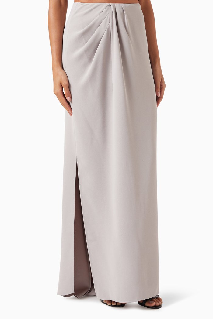 

Draped Maxi Skirt in Crepe, Grey