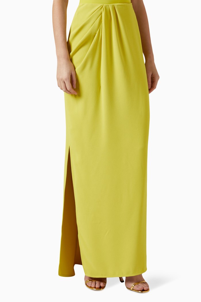

Draped Maxi Skirt in Crepe, Green