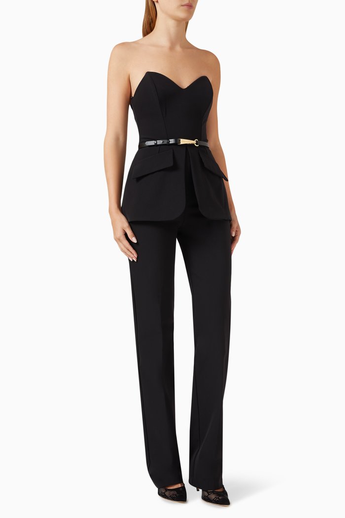 Belted Jumpsuit in Technical-fabric, Black