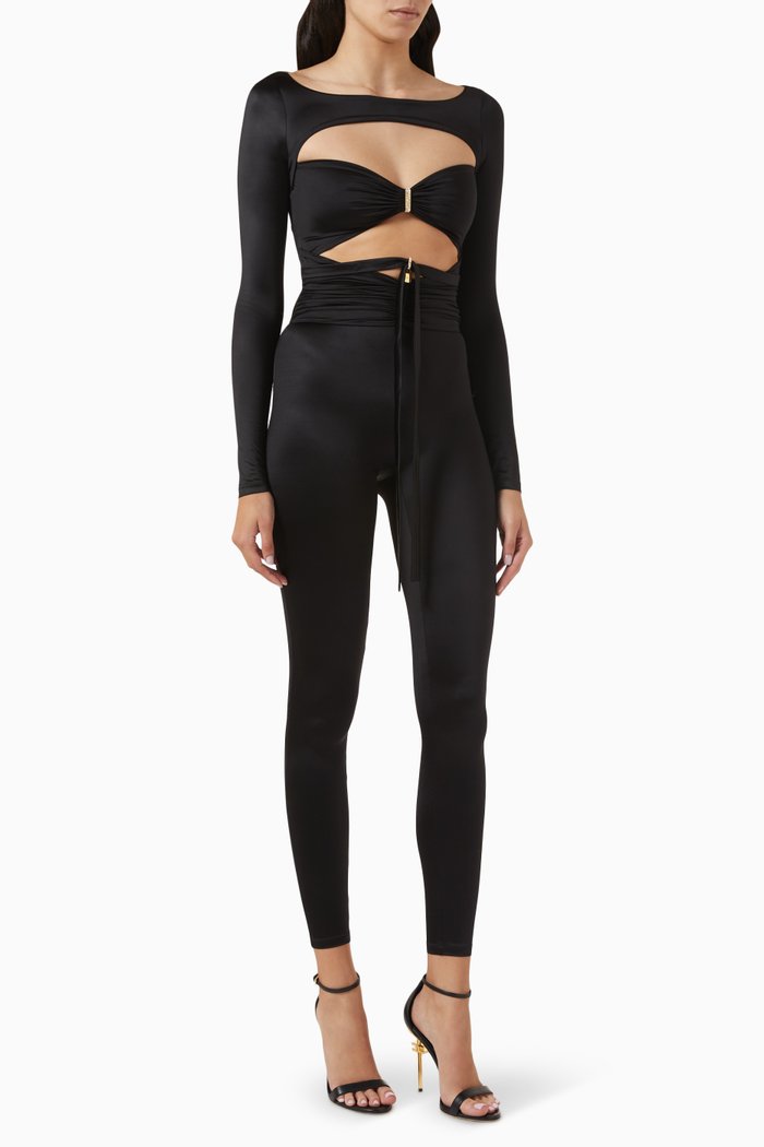 

Cut-out Jumpsuit in Lycra, Black