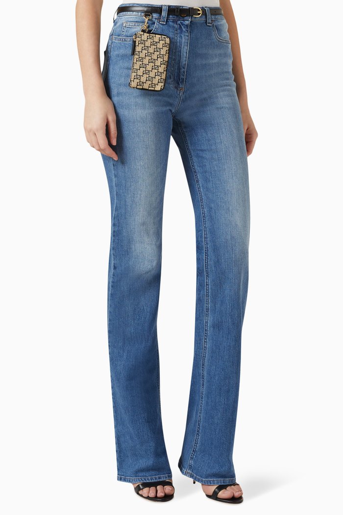 

Boot-cut Jeans in Stretch-cotton Denim, Blue