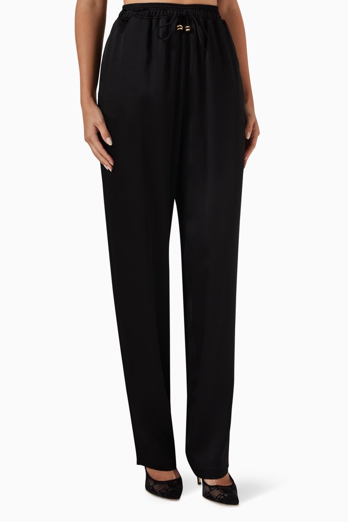 Relaxed Pants in Satin-crepe, Black