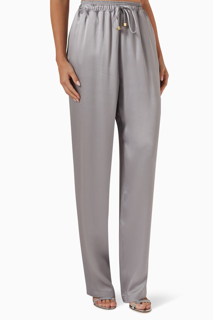 

Relaxed Pants in Satin-crepe, Grey