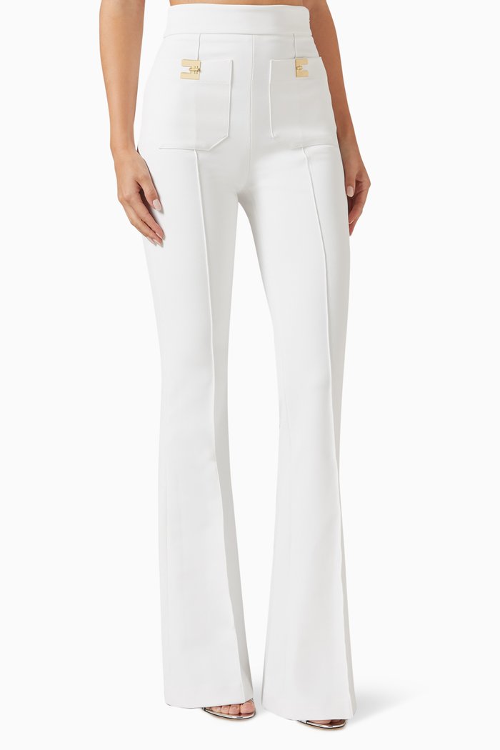 

Flared Pants in Stretch Crepe, White