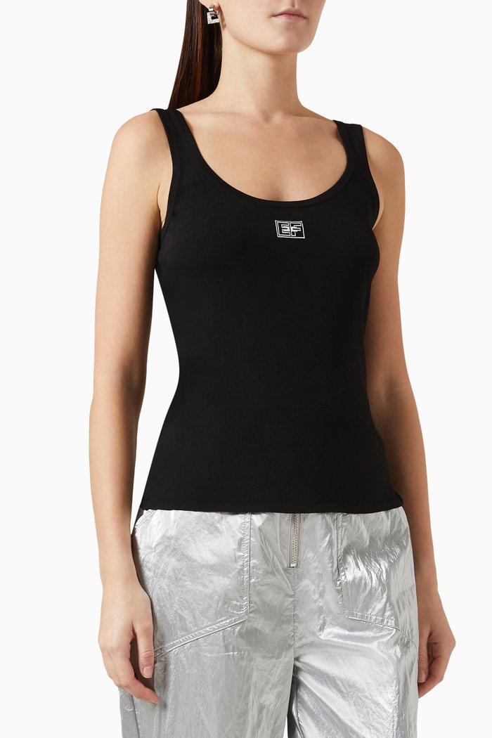 

Logo Tank Top in Nylon-blend Jersey, Black