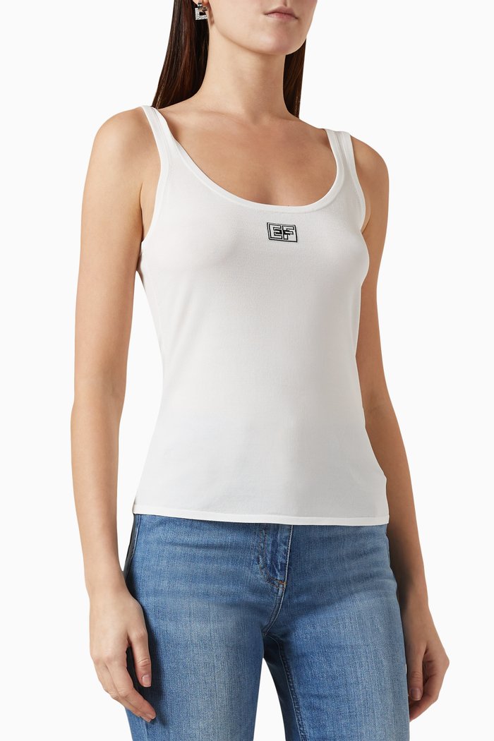 

Logo Tank Top in Nylon-blend Jersey, White