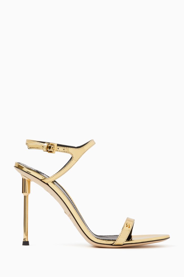 

Metallic Sandals in Leather, Gold