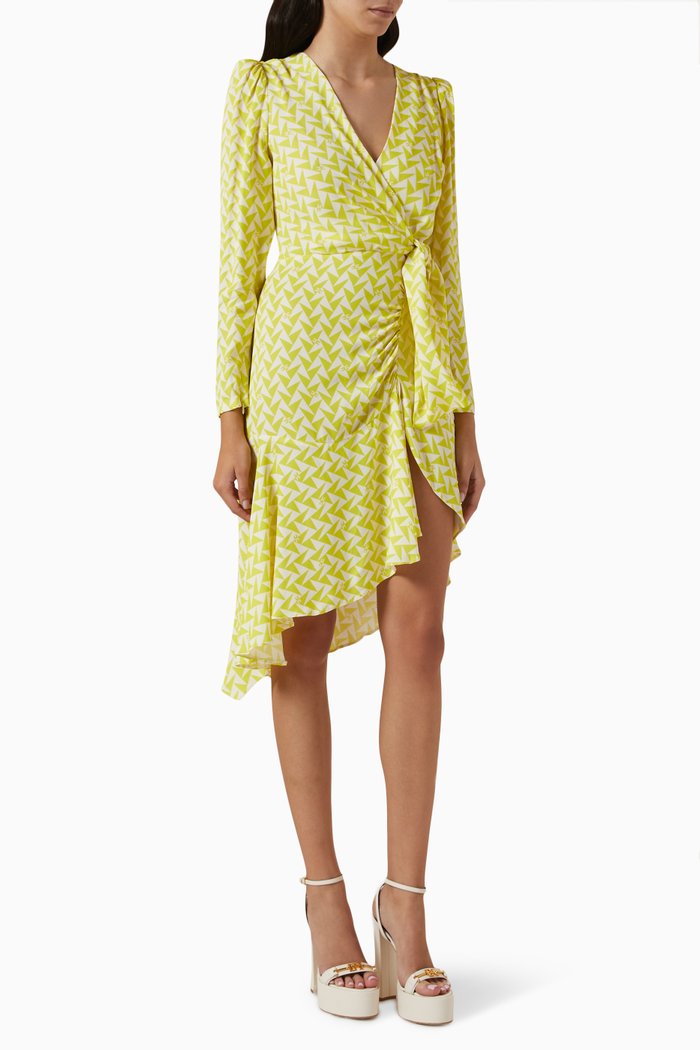 

Printed Midi Dress in Georgette, Green