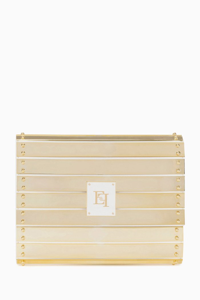 

Reflective Clutch Bag in Faux Leather, White