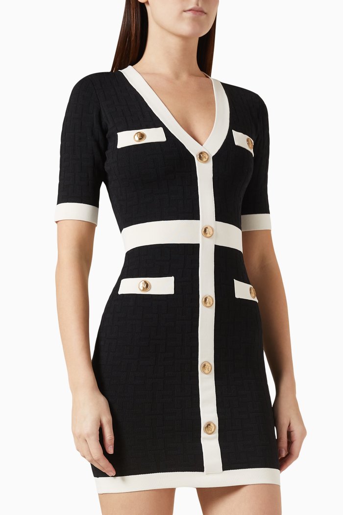

Logo-embossed Mini Dress in Viscose-blend, Black