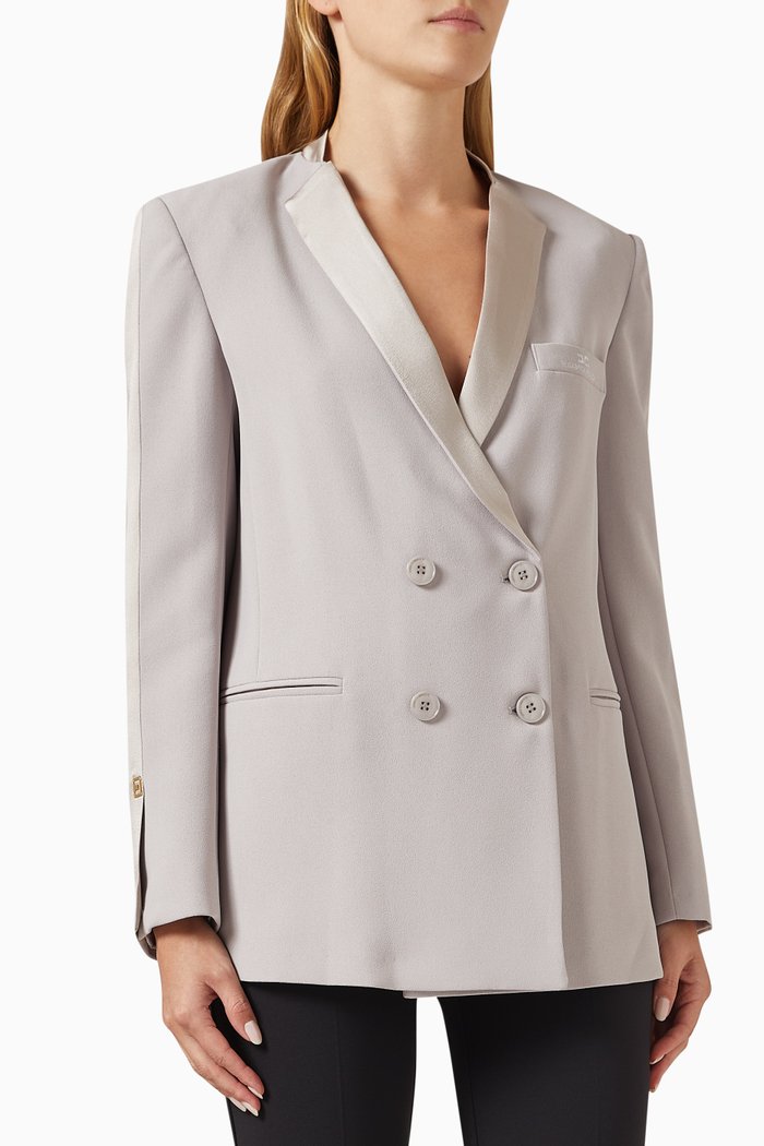 

Double-breasted Blazer in Crepe, Grey