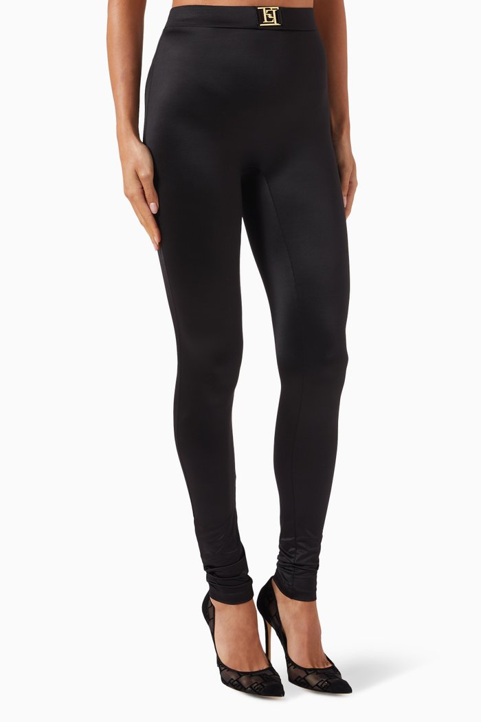 

Logo Plaque Leggings in Lycra, Black