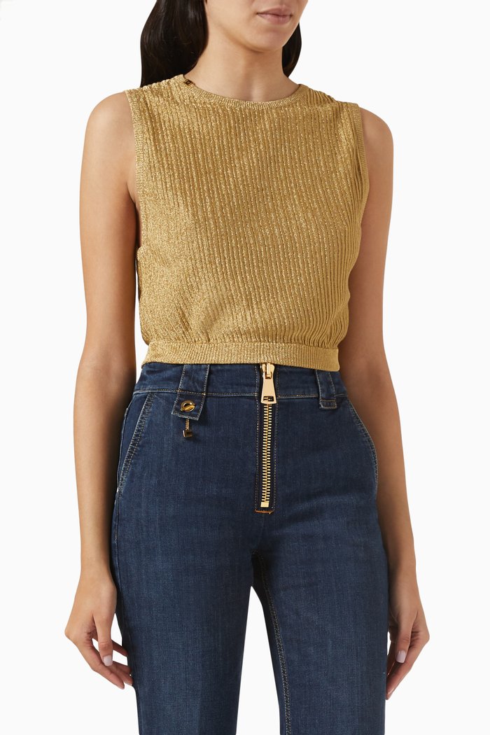 

Crop Top in Metallic Viscose, Gold