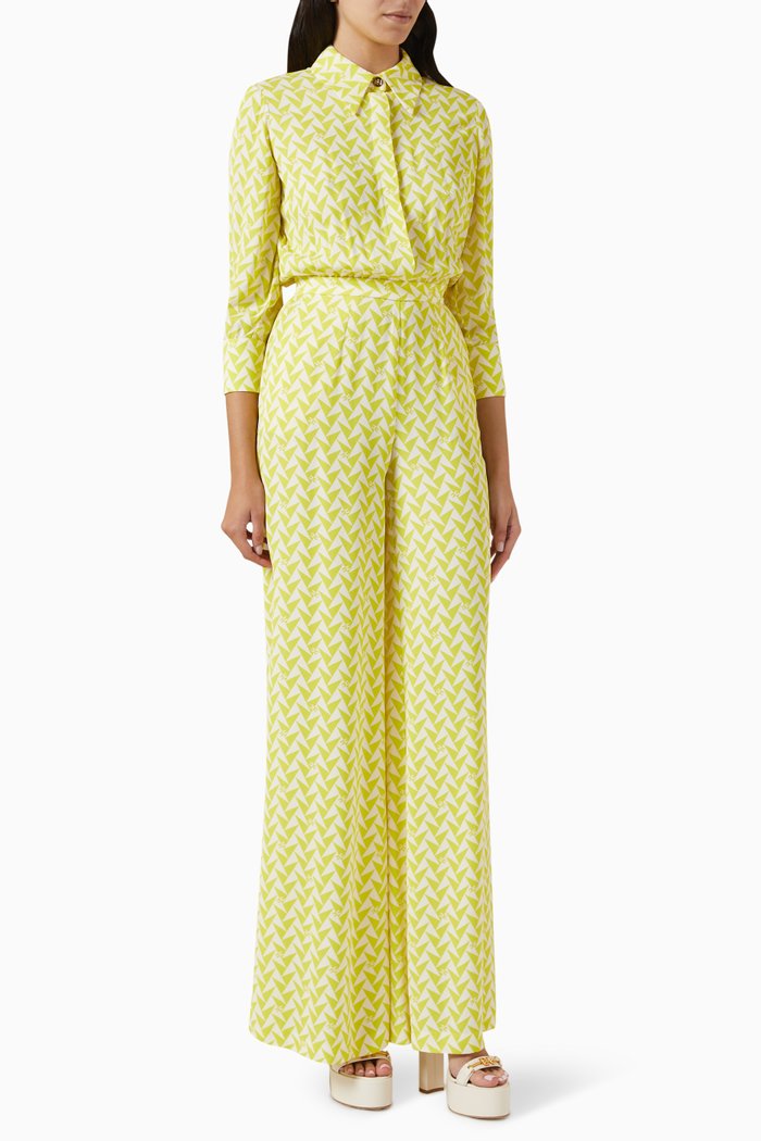 

Printed Jumpsuit in Georgette, Green