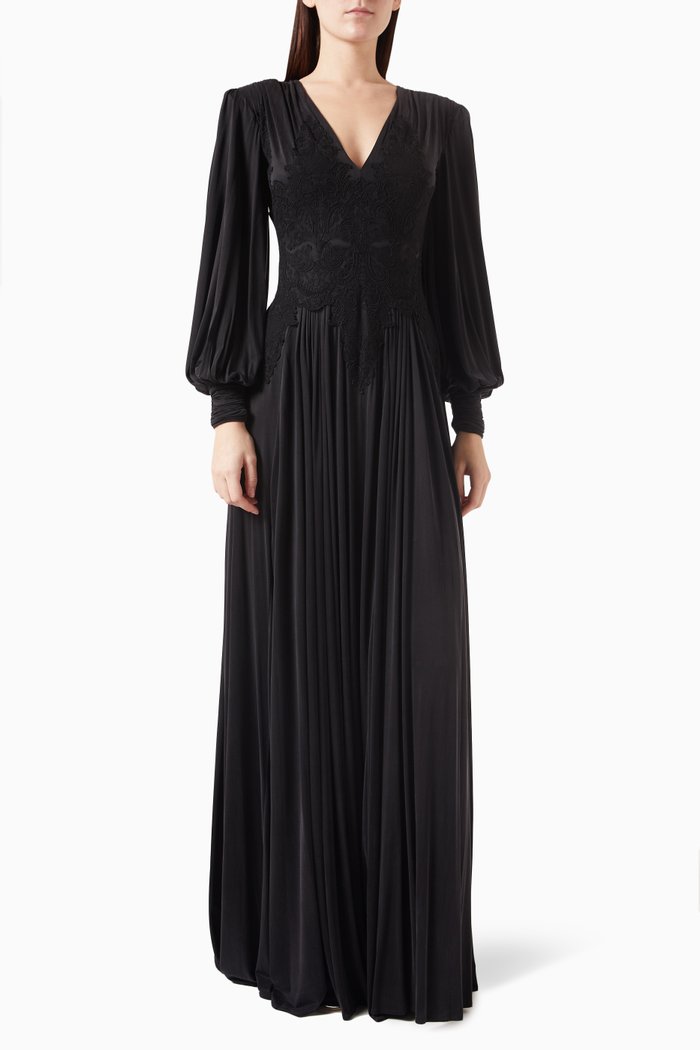 Red Carpet Maxi Dress in Cupro Jersey, Black