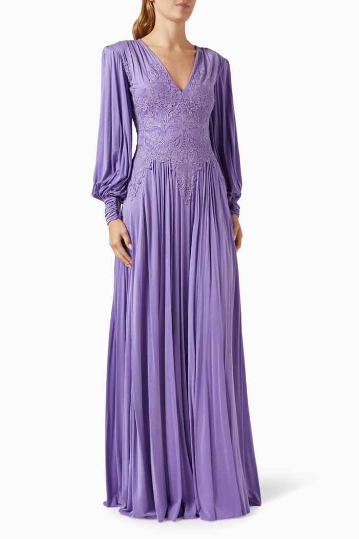 

Red Carpet Maxi Dress in Cupro Jersey, Purple