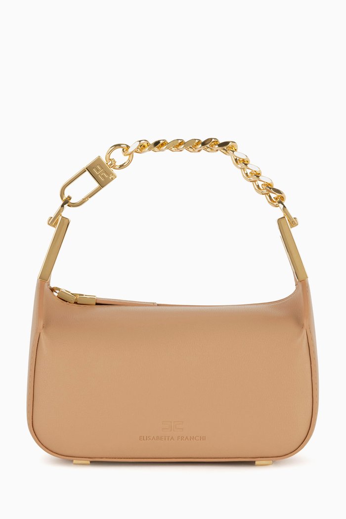 

Camera Bag with Metal Horsebit in Faux Leather, Neutral