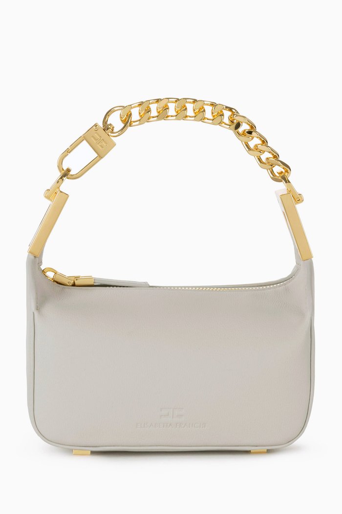 

Camera Bag with Metal Horsebit in Faux Leather, Grey
