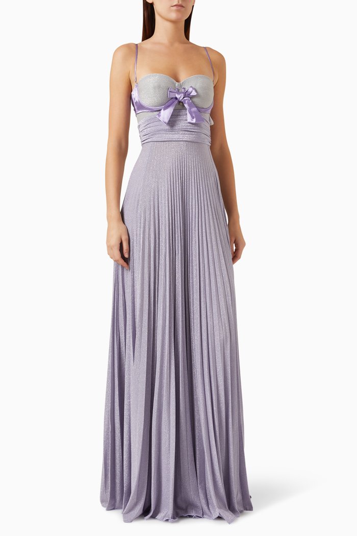 

Two-tone Maxi Dress in Lurex Jersey, Purple