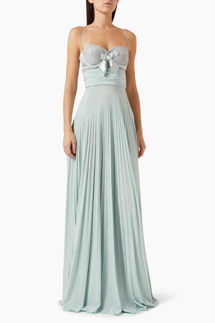 

Two-tone Maxi Dress in Lurex Jersey, Blue