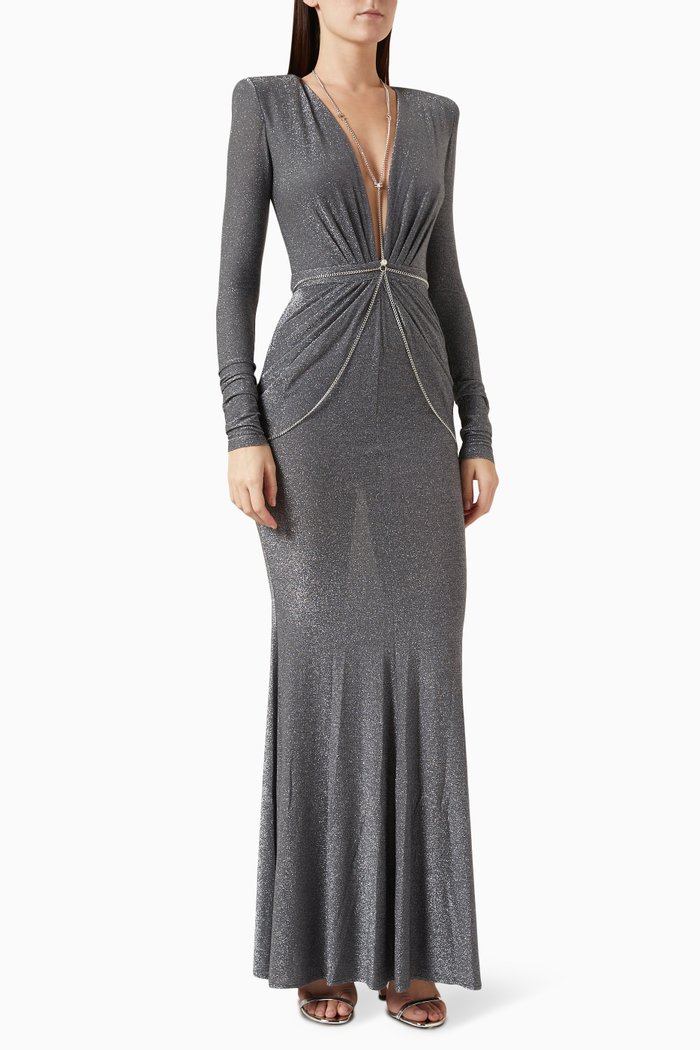 

Red Carpet Maxi Dress in Lurex Jersey, Grey