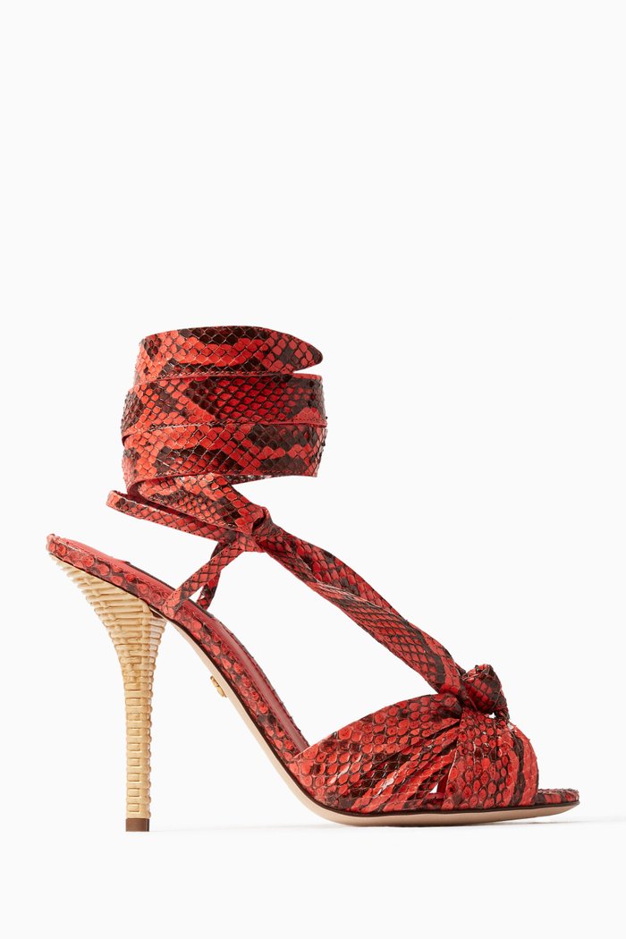 

Lace-up 110 Sandals in Python Leather, Brown