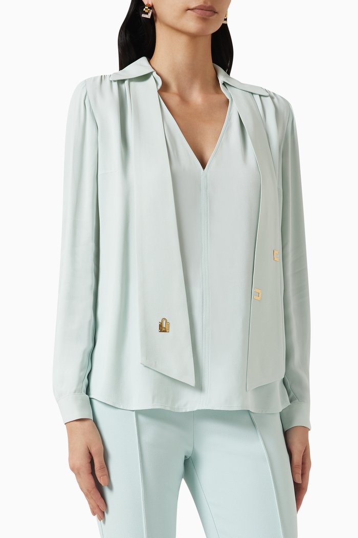 

Scarf Blouse in Viscose-georgette, Blue