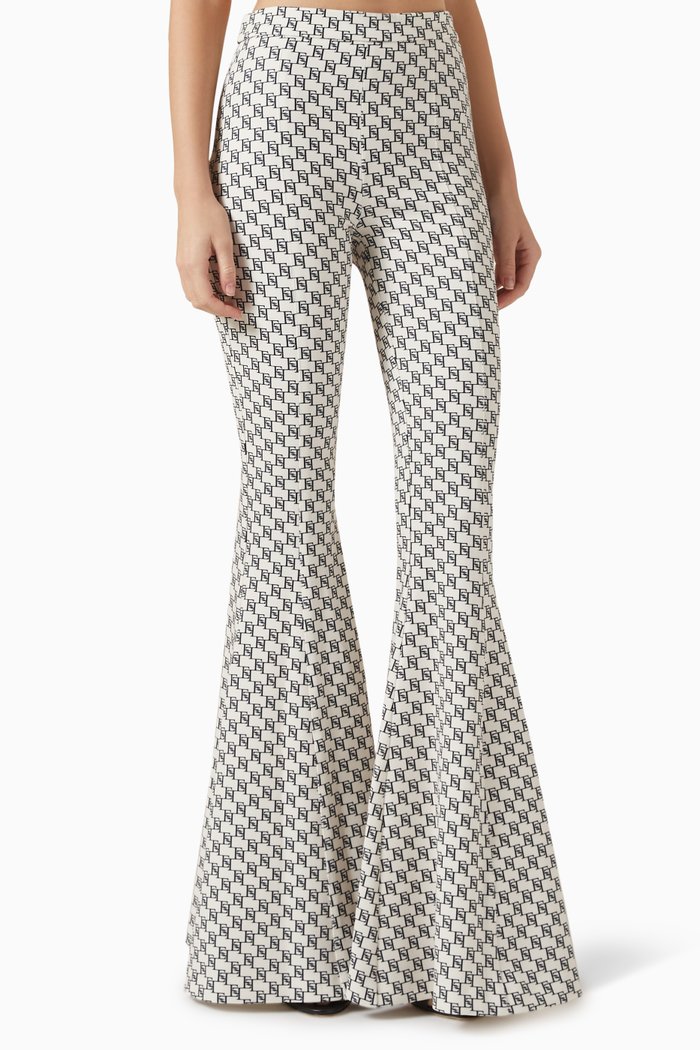 

Logo-print Flared Pants in Stretch Crêpe, Neutral