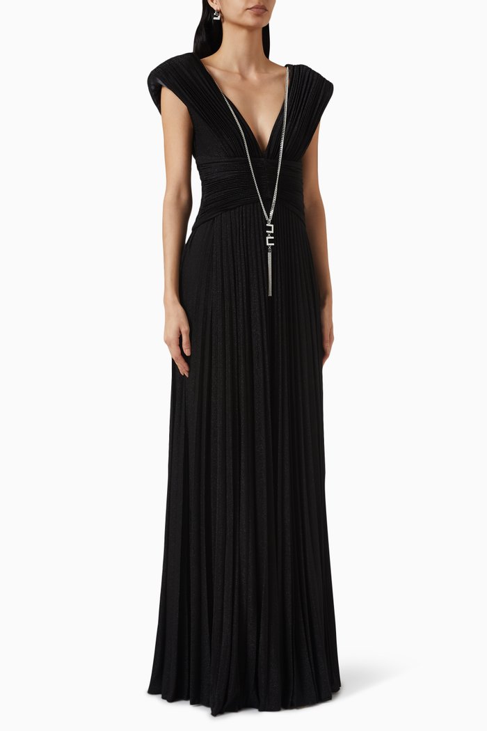 

Gathered Maxi Dress in Lurex-jersey, Black