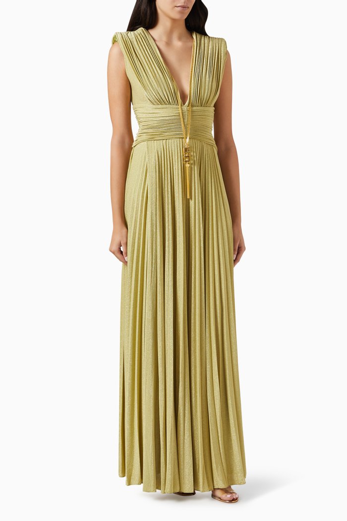 

Gathered Maxi Dress in Lurex-jersey, Green