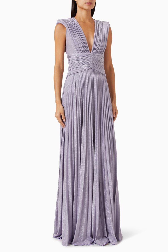

Gathered Maxi Dress in Lurex-jersey, Purple