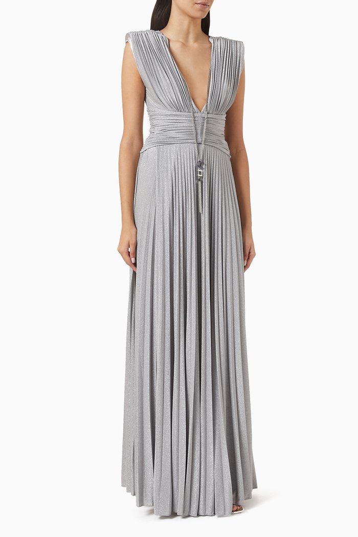 

Gathered Maxi Dress in Lurex-jersey, Silver
