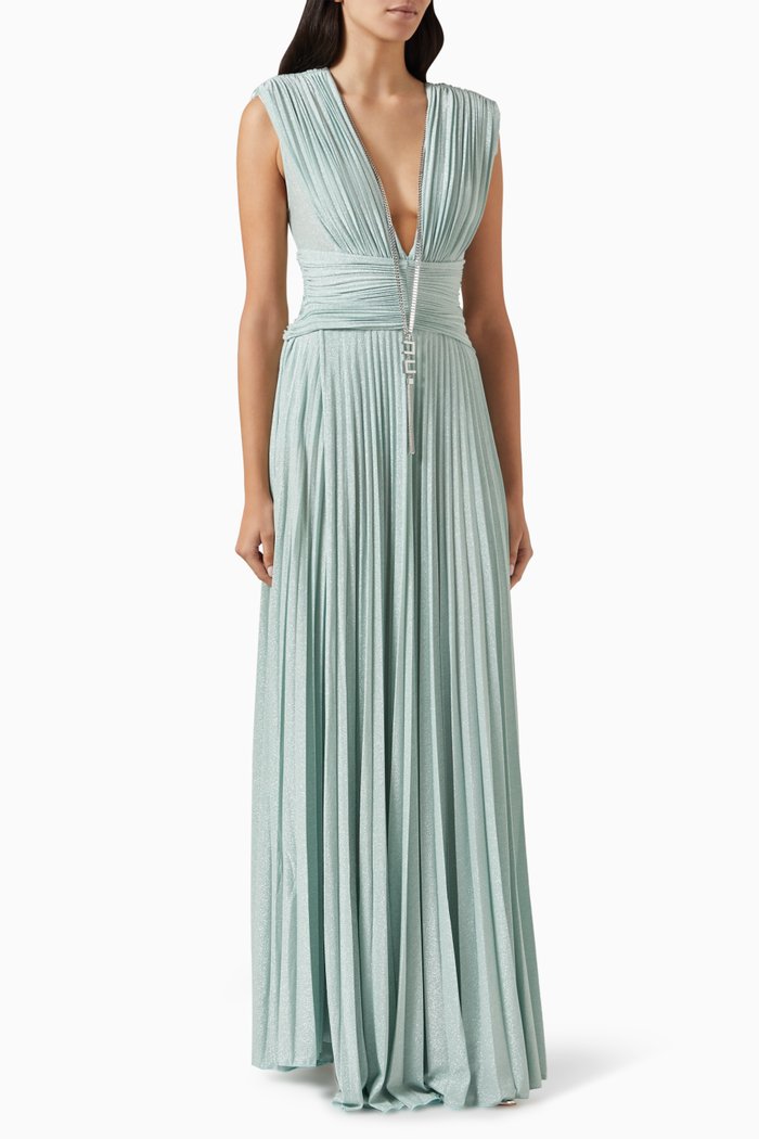 

Gathered Maxi Dress in Lurex-jersey, Blue