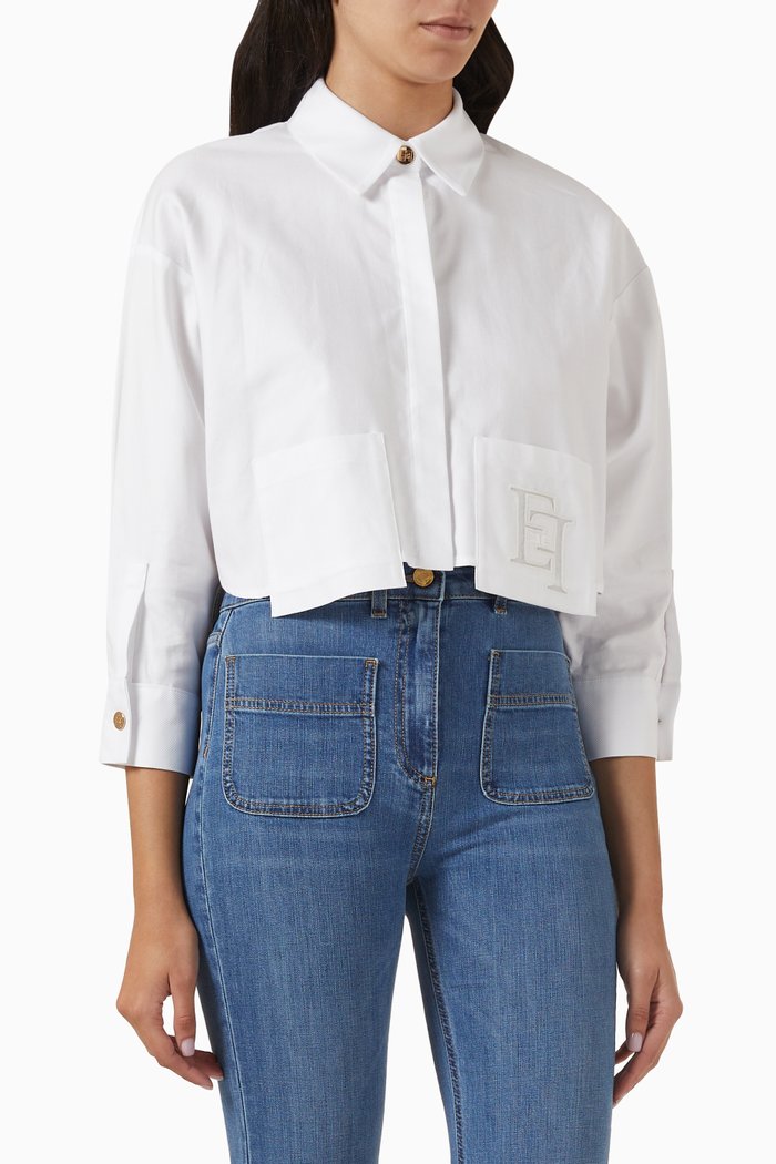 

Cropped Shirt in Cotton-poplin, White