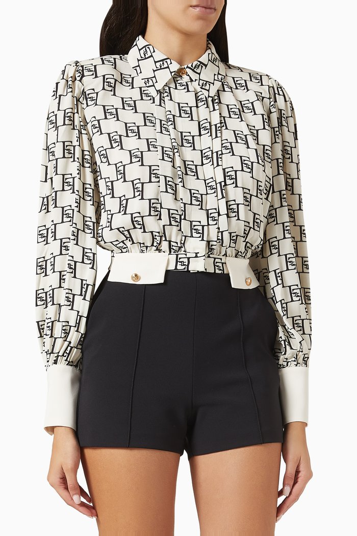 

Logo-print Blouse in Viscose, Neutral