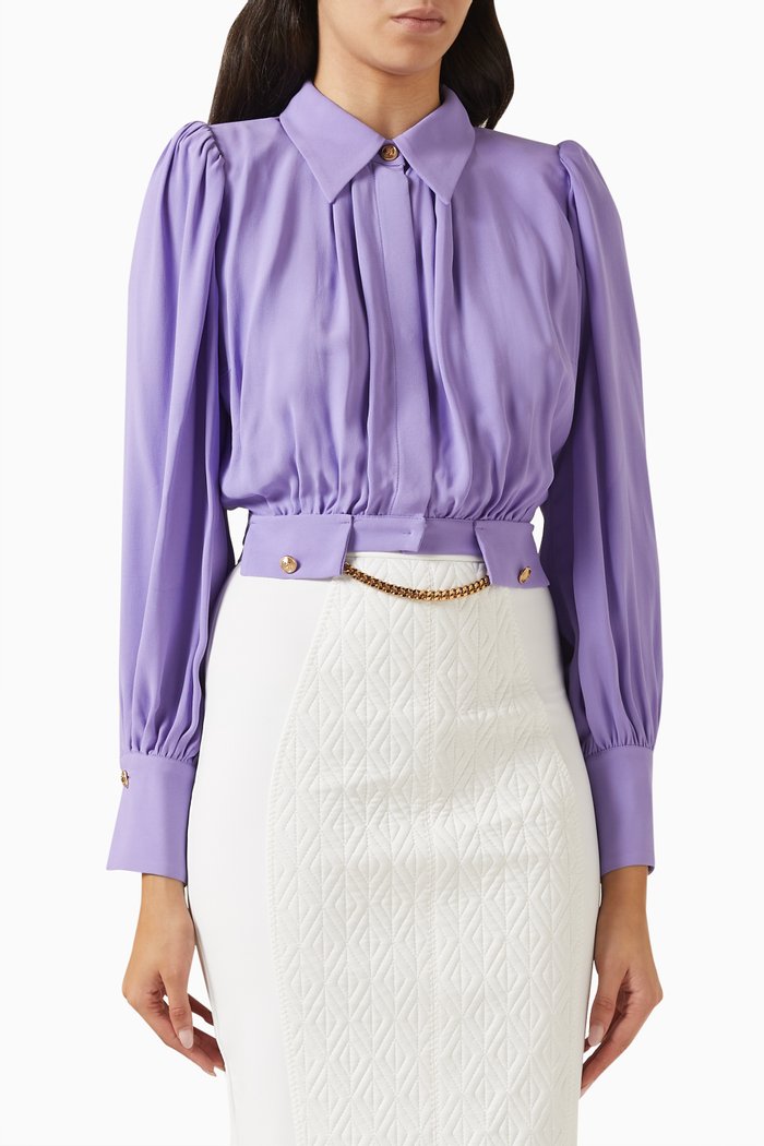 

Cropped Blouse in Viscose-georgette, Purple