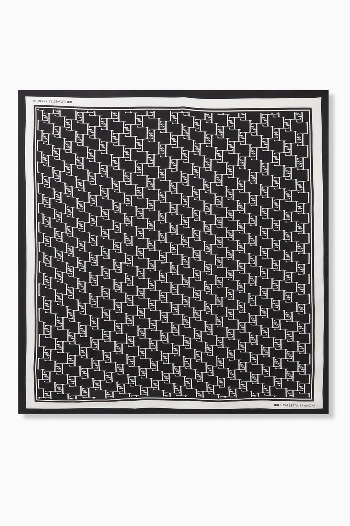 

Large Logo-print Foulard Scarf in Silk-twill, Black
