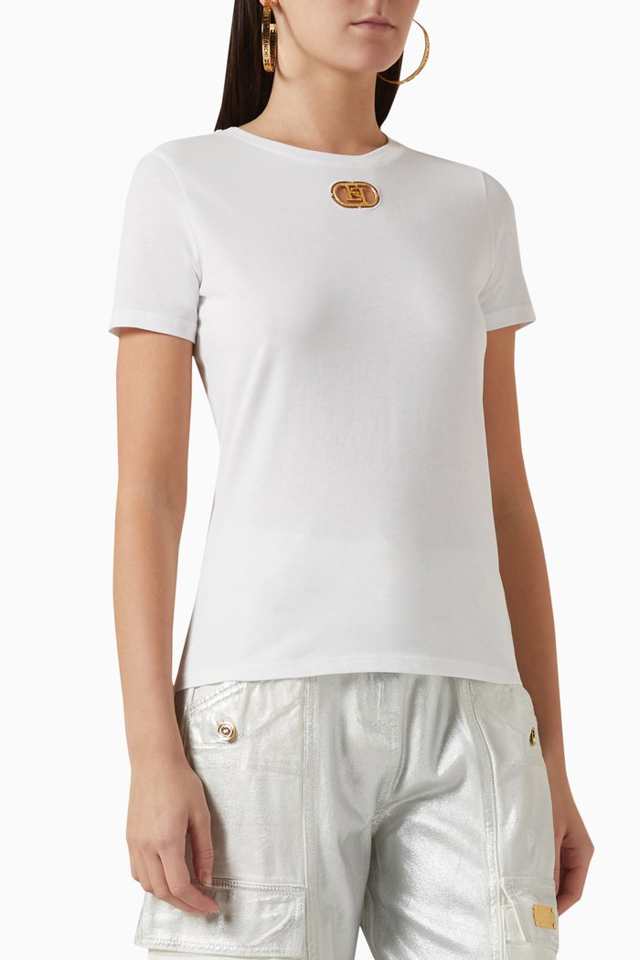 

Logo Plaque T-shirt in Jersey, White