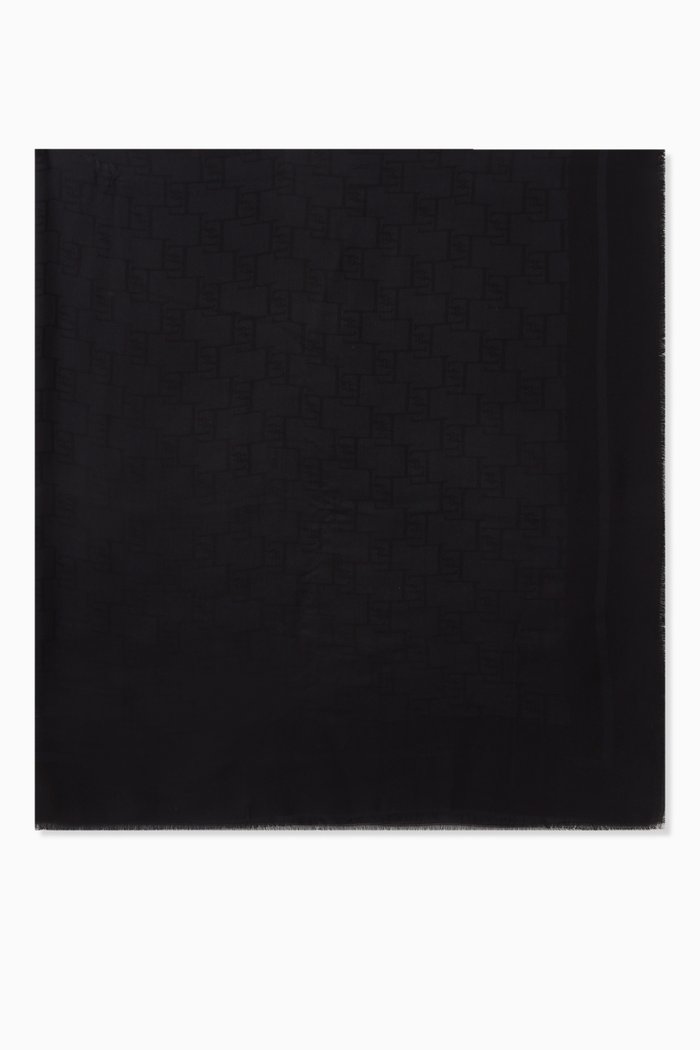Logo-print Scarf in Modal-blend, Black