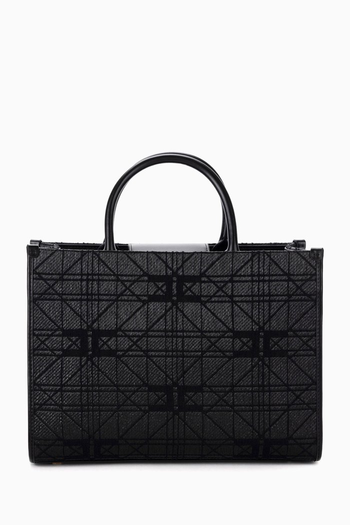 

Medium Patterned-jacquard Denim Tote Bag, Black