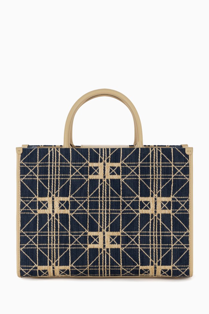 

Medium Patterned-jacquard Denim Bag, Blue