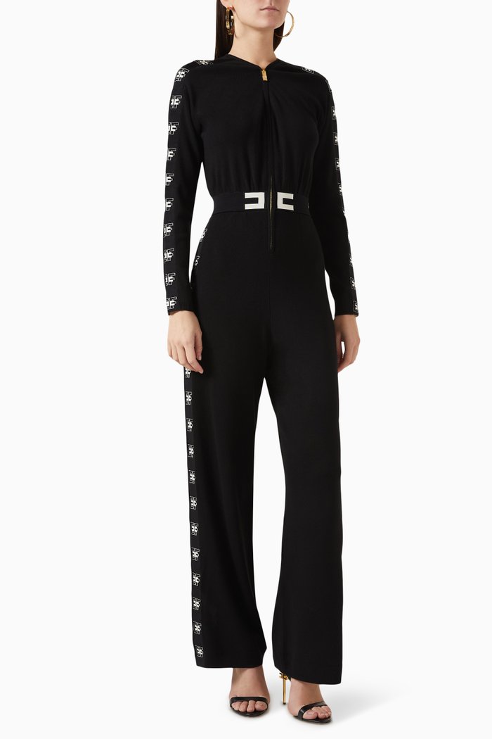 

Logo Band Jumpsuit in Viscose-jersey, Black