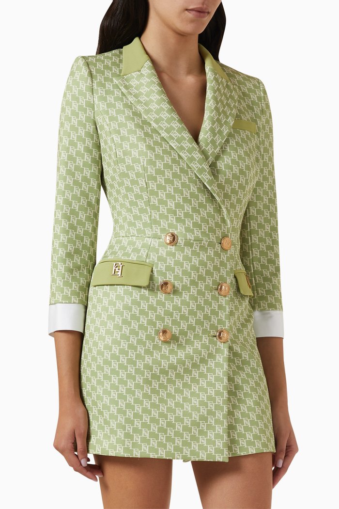 

Logo-print Blazer Dress in Crepe, Green