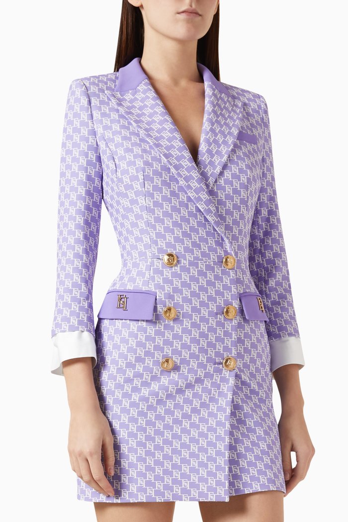 

Logo-print Blazer Dress in Crepe, Purple