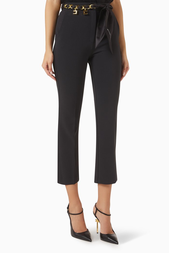 

Cropped-leg Pants in Crepe, Black