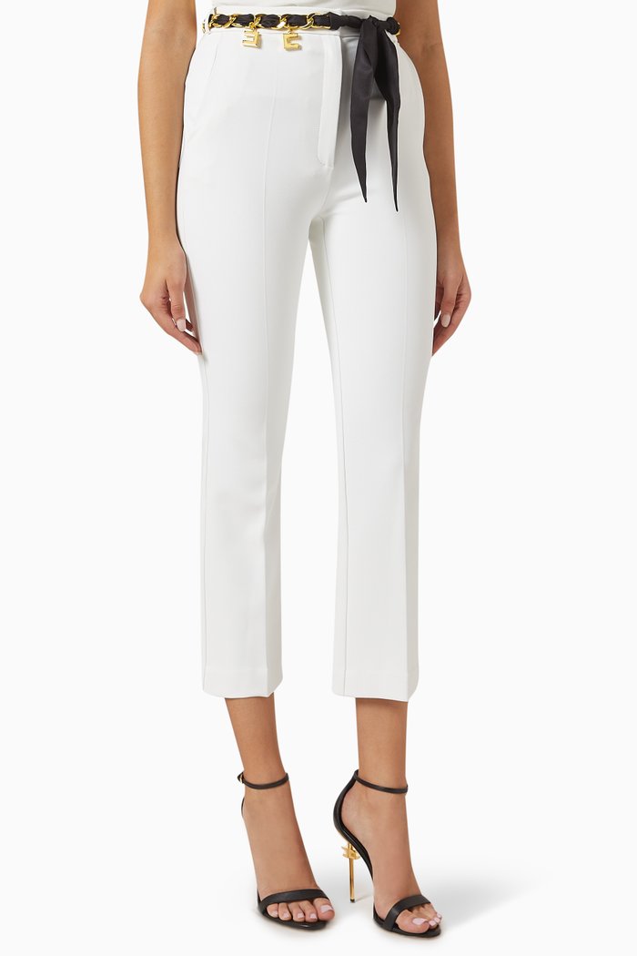 

Cropped-leg Pants in Crepe, White