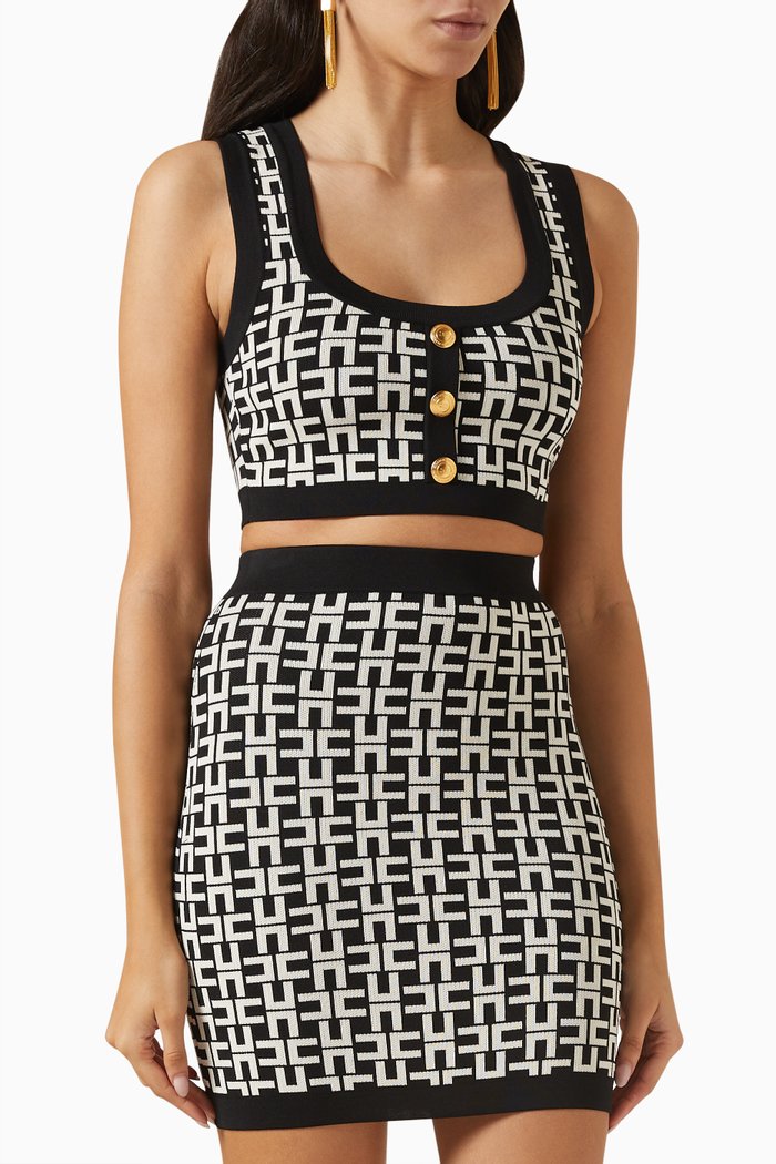 

Crop Top in Jacquard-viscose, Black