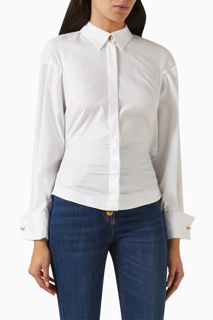 

Gathered Shirt in Cotton-poplin, White