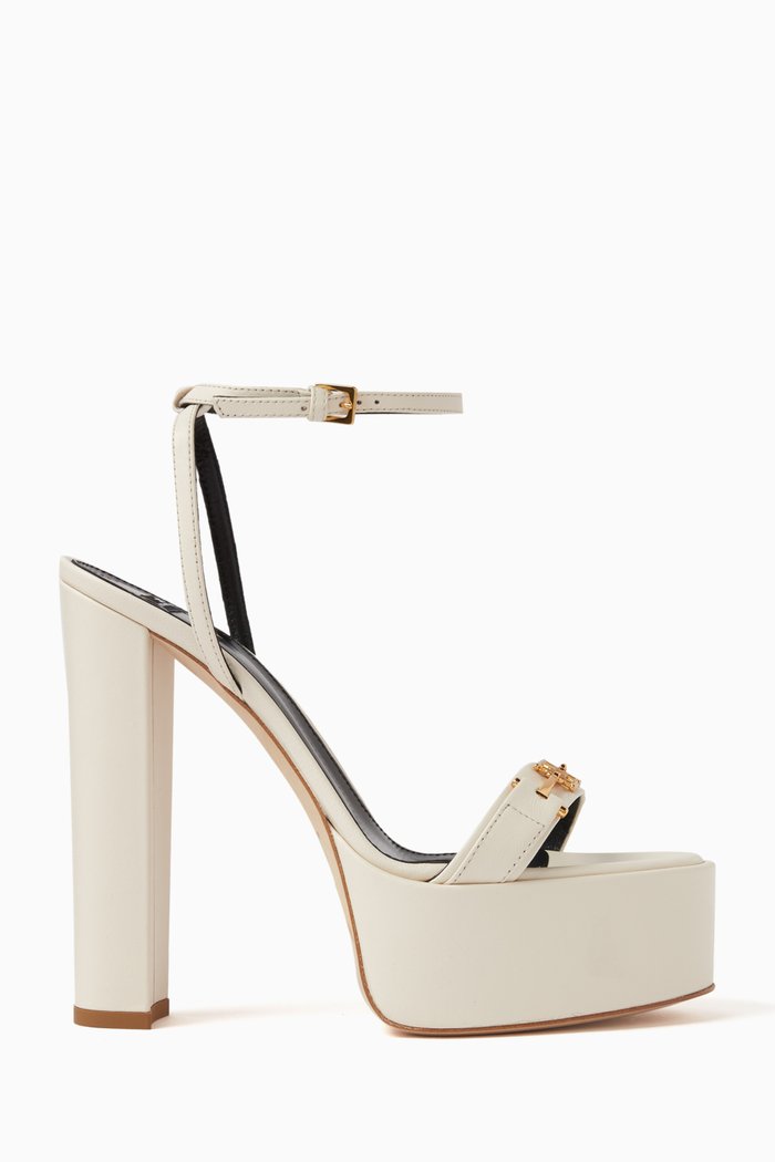 Horsebit 140 Platform Sandals in Leather, Neutral